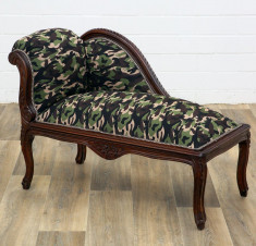 SOFA PENTRU COPII DIN LEMN MAHON CU TAPITERIE MULTICOLORA CAT508-Camouflage foto