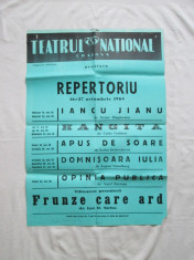Afis vechi Teatrul National Craiova 1968 - 1969, afis de colectie foto