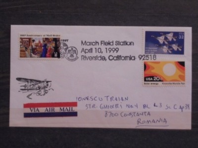 USA - PLIC ANIVERSAR AIR MAIL - CIRCULAT, TIMBRAT, CU STAMPILA SPECIALA. foto