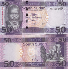 Sudan Sudanul de Sud 50 Pounds 2017 UNC foto