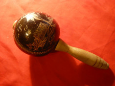 Instrument muzical de percutie Chekere Cuba - frumos ornamentat , h= 19 cm foto