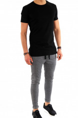 Tricou negru asimetric - tricou barbati - tricou slim fit 7965 P6-1 foto