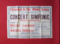 Afis vechi Filarmonica de stat Oltenia Craiova 1968, afis de colectie foto