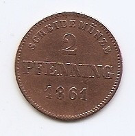 Germania 2 Pfenning 1861 - Ludwig II, Cupru, 20 mm KM-857 foto