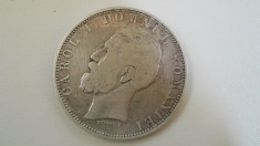 Moneda din argint, 5 lei CAROL 1 DOMNUL foto