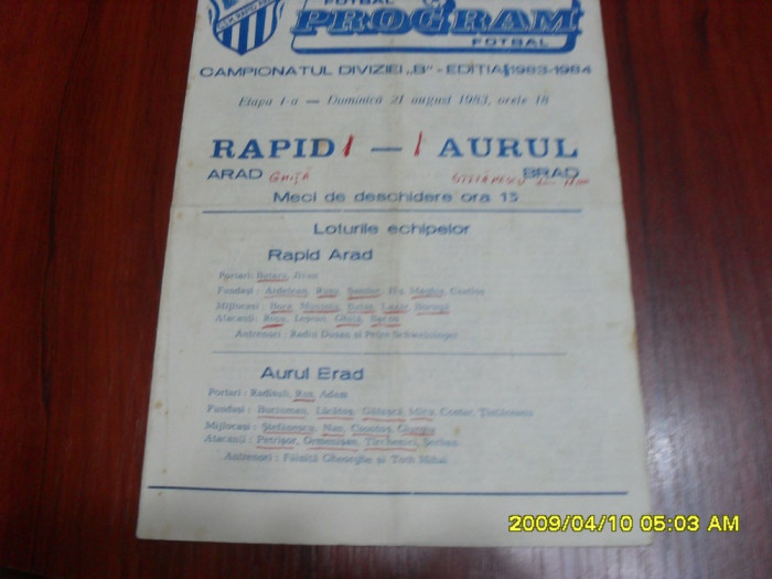 program Rapid Arad - Aurul Brad