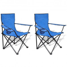 Set 2 scaune pliabile de camping, Albastru foto