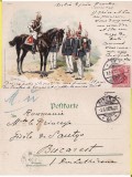 Ilustrata-tema militara,Germania,uniforme-litografie-adresata printesei Sutu
