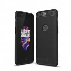 Carcasa de protectie Carbon Fiber husa din silicon TPU pentru OnePlus 5 foto