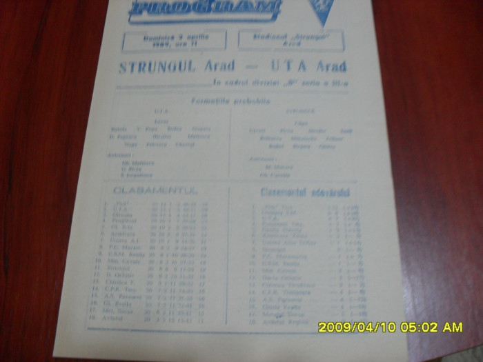 program Strungul Arad - UTA