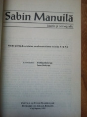 Sabin Manuila - Istorie si demografie (volum omagial, istoria Transilvaniei etc) foto