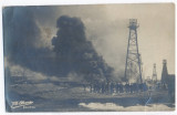 4296 - CAMPINA, Prahova, oil wells, Fire - old postcard, real PHOTO - used 1923, Circulata, Fotografie