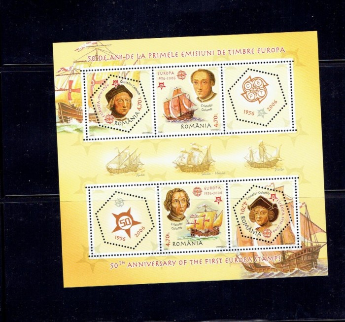 Romania 2006 - bl. 360 - Europa Cept Columbus foto mare Romania 2006 - bl. 360 - Europa Cept Columbus foto mare