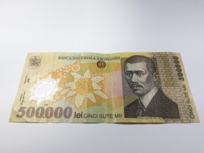 500000 lei 2000 semnatura Mugur Isarescu (!), bancnota polimer Romania 500.000 foto