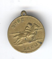 Regiment cavalerie - SPRE SARJE - veche si originala 1930s Medalie militara foto