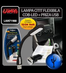 Lampa citit flexibila COB-LED si priza USB 12/24V - CRD-LAM71988 Auto Lux Edition foto