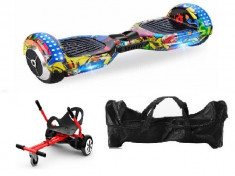 Pachet combo.Hoverboard 6.5 inch culoare craniu cu hoverkart reglabil inclus,echipat cu telecomanda,bluetooth,becuri roti,geanta transport. foto