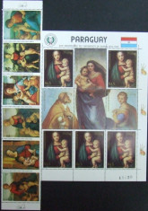 PARAGUAY - PICTURI RAPHAEL, 6 V + 1 M/SH, NEOBLIT. - PG 083 foto