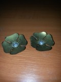 2x Suport lumanare mica miniatura din Alama forma trifoi Nils Johan Suedia
