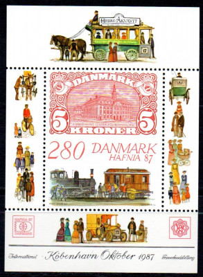 DANEMARCA 1987, Locomotiva, Fauna, Transport, Expo, serie neuzată, MNH foto