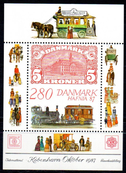 DANEMARCA 1987, Locomotiva, Fauna, Transport, Expo, serie neuzată, MNH