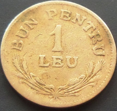 Moneda (Bun pentru) 1 LEU - ROMANIA, anul 1924 *cod 33 foto