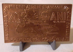 Medalia Compania FRANCO ROMANA PRIMA LINIE TRANSCONTINENTALA medalie aviatie foto