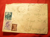 Plic Recomandat circ. Of.Zorleni la Barlad ,apoi Bucuresti ,stamp. sigiliu1934