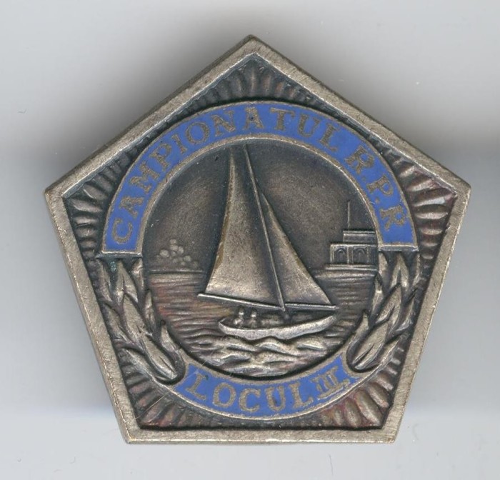 YACHTING LOC 3 CAMPIONAT Rep POPULARA ROMANA 1963 Insigna SPORT - PENTAGONALE foto mare YACHTING LOC 3 CAMPIONAT Rep POPULARA ROMANA 1963 Insigna SPORT - PENTAGONALE foto mare
