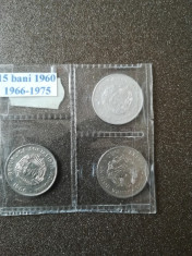 Monede Romania : 15 bani 1960 (RPR), 1966 (RSR) si 1975(RSR) foto