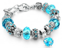 BRATARA DAMA PANDORA ROYALE LUX ELEGANTA CHARM SILVER&amp;amp;BLUE-MODEL NOU foto