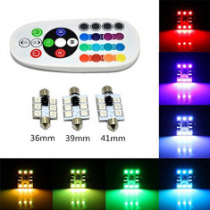 Bec SOFIT 36MM RGB CU TELECOMANDA 6 LED SMD 5050 RGB KIT COMPLET AL-031016-3 foto