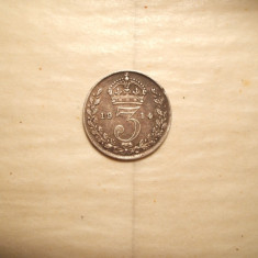 ANGLIA 3 PENCE 1914 ARGINT / PATINA