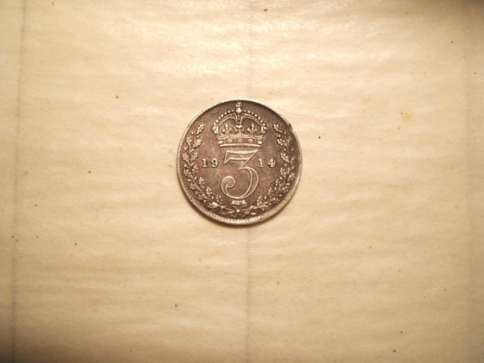 ANGLIA 3 PENCE 1914 ARGINT / PATINA