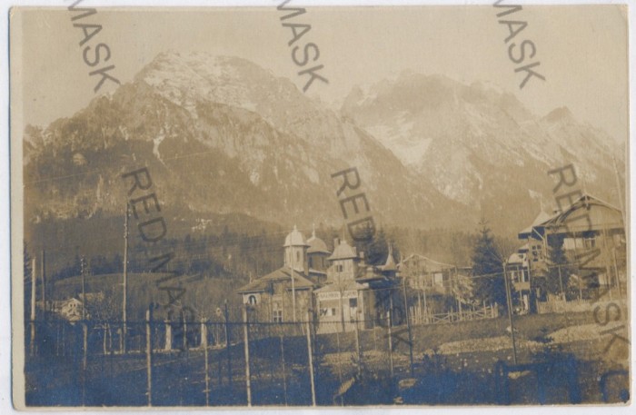 2428 - PREDEAL, Brasov, panorama - old postcard, real PHOTO, CENSOR - used 1918