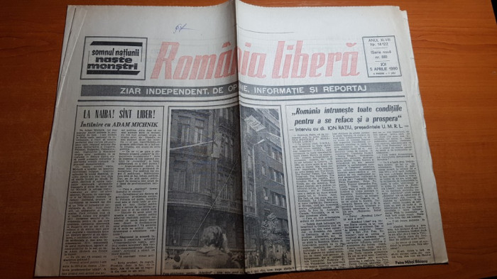 ziarul romania libera 5 aprilie 1990-interviu cu ion ratiu