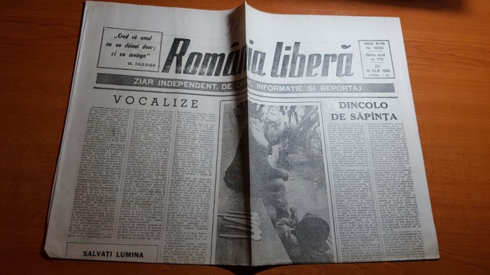 ziarul romania libera 19 iulie 1990-articolul &quot; dincolo de sapanta &quot;