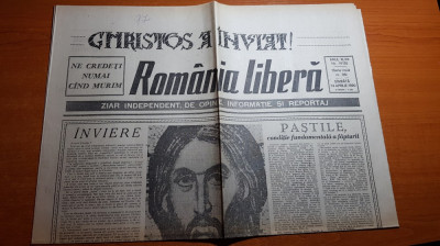 ziarul romania libera 14 aprilie 1990-nr. cu ocazia zilei de paste foto
