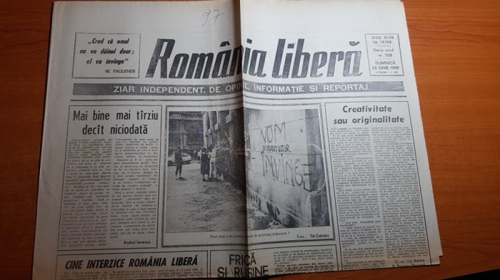 romania libera 24 iunie 1990-art. despre mineriada