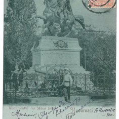 4275 - BUCURESTI, Mihai Viteazul statue, Litho - old postcard - used 1900 - TCV