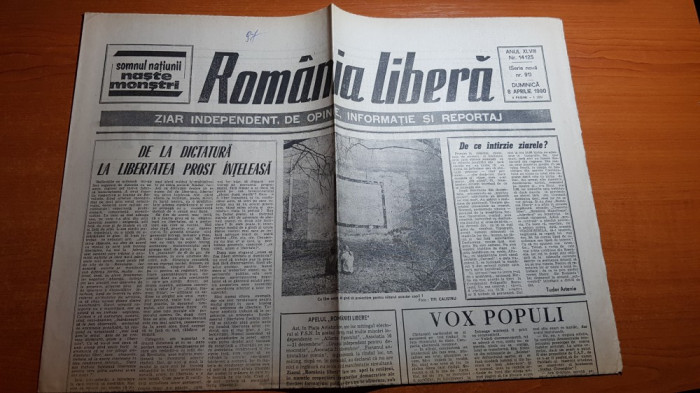 romania libera 8 aprilie 1990-art.de la dictatura la libertatea prost inteleasa