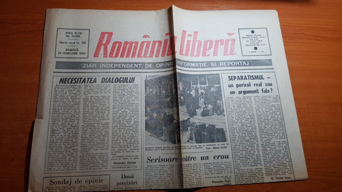 ziarul romania libera 24 februarie 1990-greva pe aeroportul otopeni