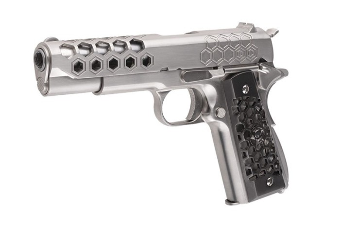Replica M1911 Hex Cut Silver WE GBB arma airsoft pusca pistol aer comprimat sniper shotgun Replica M1911 Hex Cut Silver WE GBB arma airsoft pusca pistol aer comprimat sniper shotgun