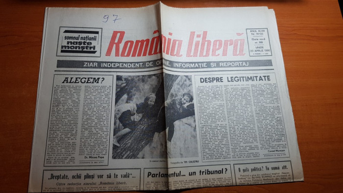 ziarul romania libera 20 aprilie 1990-articolul &quot; alegem ? &quot;
