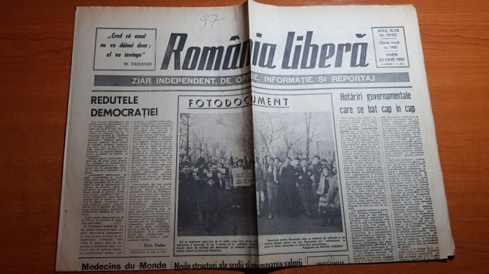 romania libera 22 iunie 1990-6 luni de la revolutie