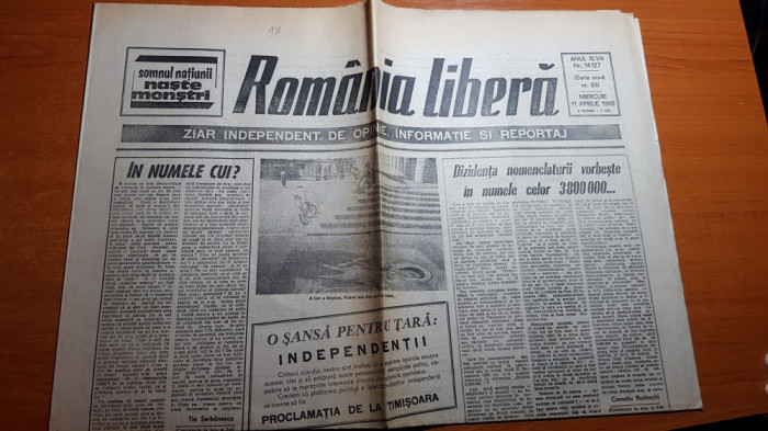 ziarul romania libera 11 aprilie 1990-continuare interviului cu regele mihai