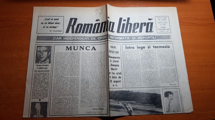 ziarul romania libera 17 august 1990- interviu cu ion tiriac