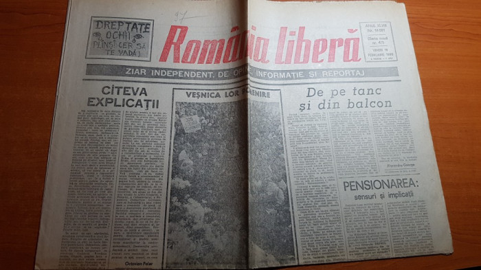 ziarul romania libera 16 februarie 1990-art. &quot; de pe tanc si din balcon&quot;