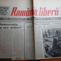 ziarul romania libera 17 februarie 1990-timisoara 17 decembrie-17 februarie