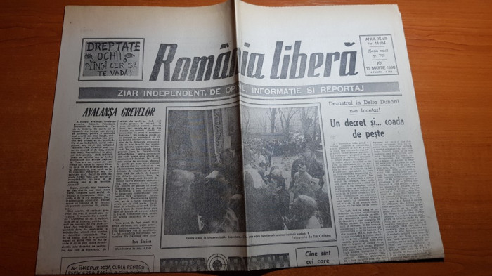 ziarul romania libera 15 martie 1990-art. intercontinental 21 / 22